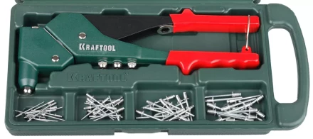 Заклепочник поворотн. 360°, KRAFTOOL &quot;RX-7&quot; 31176-H6, d=2,4-4,8 мм - Al и сталь, d=2,4-4,0 - нерж сталь, в боксе, с набором заклепок 31176-H6 купить в Надыме