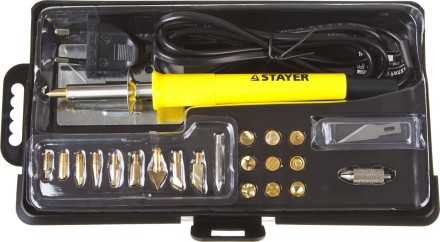 Прибор для выжигания STAYER &quot;PROFESSIONAL&quot;, 3в1, с набором насадок 20шт 45227 купить в Надыме