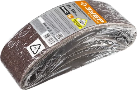 ЗУБР 75х457 мм, P40, лента шлифовальная СТАНДАРТ, для ЛШМ, 5 шт. (35342-040) купить в Надыме