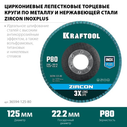 Круги лепестковые циркониевые торцевые 36594-125-80 купить в Надыме