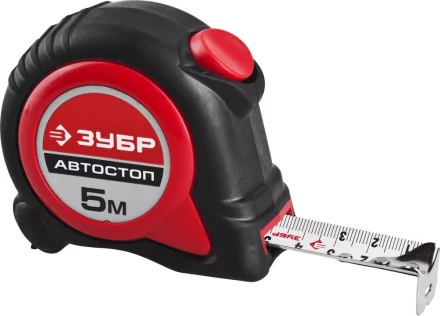 Рулетка ЗУБР "МАСТЕР", двухкомпонентный корпус, автостоп, 5м/25мм 34052-05-25 купить в Надыме