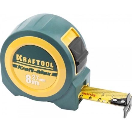 Рулетка KRAFTOOL &quot;Kraft-Max&quot;, длинный вылет, нейлон покрытие, упрочненный двухкомп корпус, 8м/27мм 34127-08-27 купить в Надыме