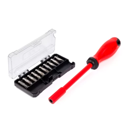 Диэлектрическая отвертка КВТ VDE НИО-2210 со сменными битами S2, профиль SL, PH, PZ, 10 шт. (88928) купить в Надыме