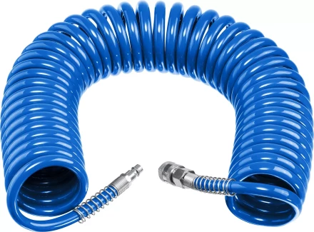 ЗУБР 15 м, 6 х 8 мм, 15 бар, воздушный спиральный шланг с фитингами рапид, Профессионал (6473-15) купить в Надыме