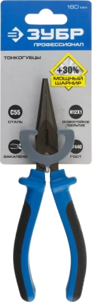 Тонкогубцы ЗУБР эксцентриковое расположение шарнира, особостойкое спец. покрытие Н12Х1 (никель/хром), двухкомпонентные рукоятки, 160мм 2201-3-16_z01 купить в Надыме