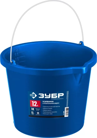 ЗУБР 12 л, первичный высокопрочный пластик, с носиком, усиленное строительное ведро, Профессионал (06091-12) купить в Надыме