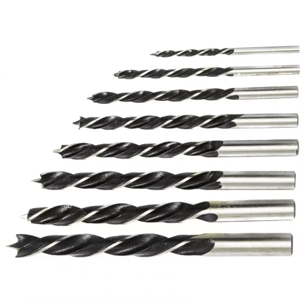 Набор сверл по дереву 3-4-5-6-7-8-9-10 мм 8 штук цилиндрический хвостовик СИБРТЕХ 702225 купить в Надыме