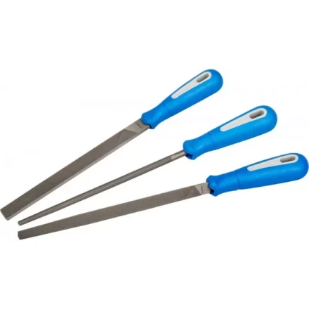 Набор ЗУБР: Напильники "ПРОФЕССИОНАЛ" с двухкомпонентной ручкой, плоский, трехгранный, круглый, №2, 200мм 16550-20-H3 купить в Надыме