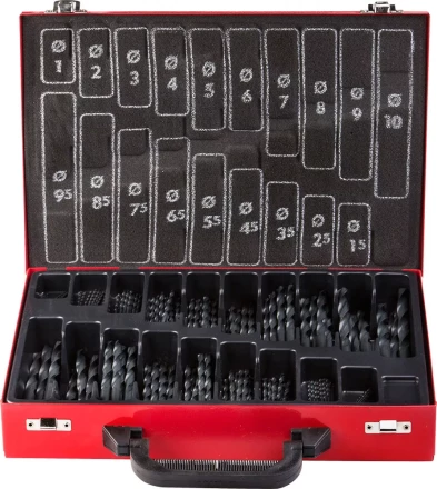 Набор ЗУБР "ТЕХНИК": Свёрла по металлу парооксидированных, быстрорежущая сталь, в мет. боксе, 1-10мм, шаг-0,5, 170 предм. 4-29605-H170-M купить в Надыме