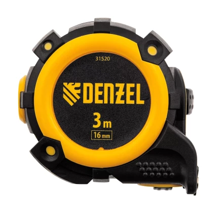 Рулетка Denzel 3м х 16мм, автоматич. фиксац., нейлон. покрытие, магнит. зацеп, двухстор. разметка, 31520 купить в Надыме