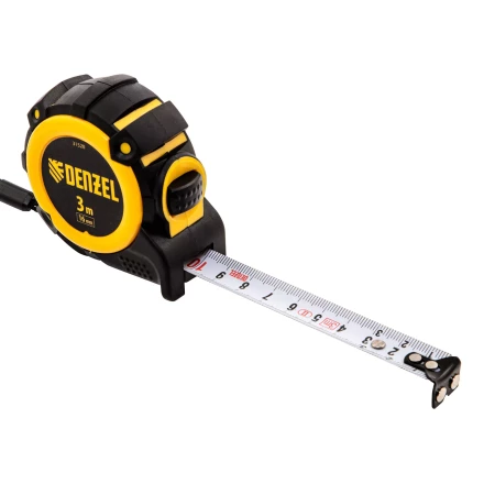 Рулетка Denzel 3м х 16мм, автоматич. фиксац., нейлон. покрытие, магнит. зацеп, двухстор. разметка, 31520 купить в Надыме