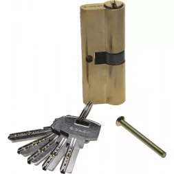 Механизм ЗУБР "ЭКСПЕРТ"цилиндровый, повышенной защищенности, тип "ключ-ключ", цвет латунь, 6-PIN, 80мм 52105-80-1