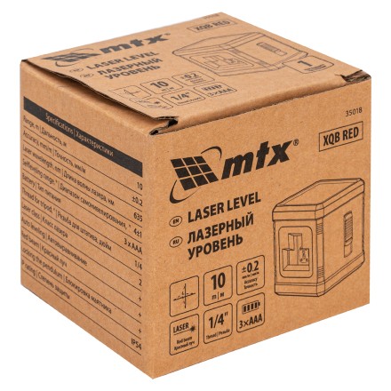 Лазерный уровень MTX XQB RED Basic SET, 10 м, красный луч, батарейки, резьба 1/4&quot; 35018 купить в Надыме