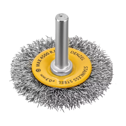 Щетка для дрели, 50 мм, Плоская, со шпилькой, нержавеющая витая проволока Denzel 744623 купить в Надыме
