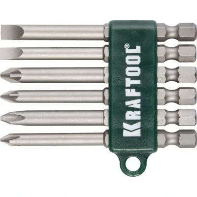 Набор KRAFTOOL Биты хвостовик E 1/4", Cr-V, 75мм, 6 предметов 26061-H6