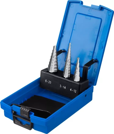 Набор ЗУБР ступенчатых сверл по сталям и цвет. мет. ст. Р6М5, d=3-14мм, 12ступ. d=4-12мм 5 ступ., d=6-20мм 14ступ. 29670-3-20-H3_z01 купить в Надыме