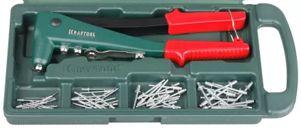 Заклепочник, KRAFTOOL "NX-3" 31170-H6, литой корпус, d=2,4-4,8 мм - Al и сталь; d=2,4-4,0 - нерж сталь, в боксе, с набором заклепок 31170-H6 купить в Надыме