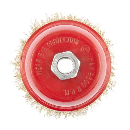 Щетка для УШМ, 125 мм, М14, "чашка", латунированная витая проволока  MATRIX 74606 купить в Надыме