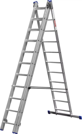 Лестница ЗУБР универсальная, трехсекционная со стабилизатором, 11 ступеней 38831-11 купить в Надыме