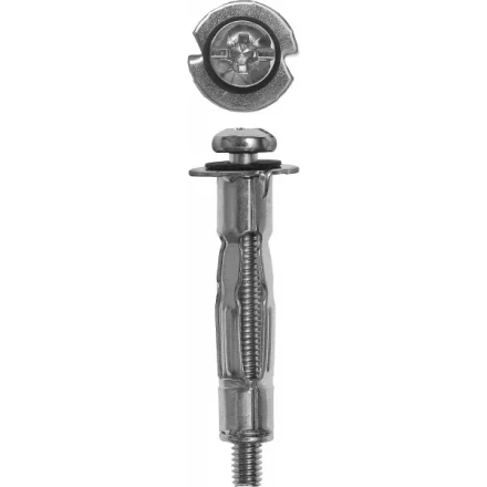 Анкер ЗУБР для пустотелых конструкций оцинкованный, с винтом PH2&amp;SL, М4х38х15мм, ТФ6, 4шт 4-302476-04-038 купить в Надыме