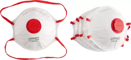 Полумаска фильтрующая STAYER "PROFI" коническая, с клапаном, многослойная, класс защиты FFP1, 5шт 11110-H5 купить в Надыме