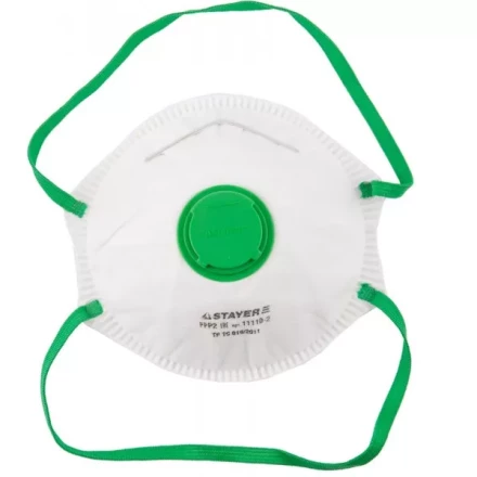 Полумаска фильтрующая STAYER "PROFI" коническая, с клапаном, многослойная, класс защиты FFP2 11110-2 купить в Надыме