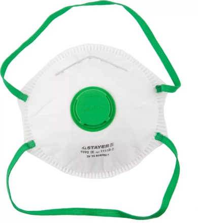Полумаска фильтрующая STAYER "PROFI" коническая, с клапаном, многослойная, класс защиты FFP2 11110-2 купить в Надыме
