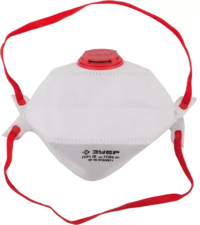 Полумаска фильтрующая ЗУБР &quot;МАСТЕР&quot; плоская, 3-х панельная, с клапаном, многослойная, класс защиты FFP1 11164_z01 купить в Надыме