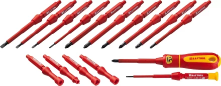 Набор "Х-Drive ELECTRO": Высоковольтные отвертки, сменные стержни, ключи специальные, до 1000В, 18 предм, KRAFTOOL 220092-H18 купить в Надыме
