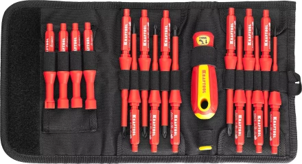 Набор "Х-Drive ELECTRO": Высоковольтные отвертки, сменные стержни, ключи специальные, до 1000В, 18 предм, KRAFTOOL 220092-H18 купить в Надыме