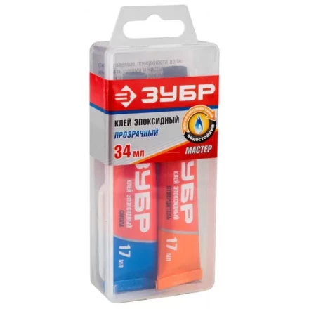 Клей ЗУБР эпоксидный, в тюбиках, в пластиковой коробке, 17мл+17мл 41949 купить в Надыме