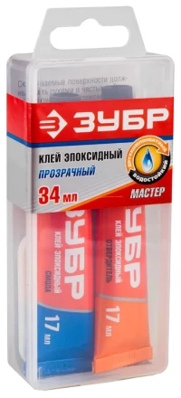 Клей ЗУБР эпоксидный, в тюбиках, в пластиковой коробке, 17мл+17мл 41949 купить в Надыме