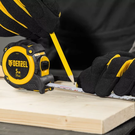Рулетка Denzel 5м х 19мм, автоматич. фиксац., нейлон. покрытие, магнит. зацеп, двухстор. разметка, 31521 купить в Надыме