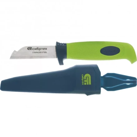 Нож монтажника с чехлом обрезиненная рукоятка 190мм лезвие-67мм Сибртех 79012 купить в Надыме
