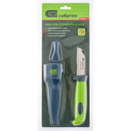 Нож монтажника с чехлом обрезиненная рукоятка 190мм лезвие-67мм Сибртех 79012 купить в Надыме
