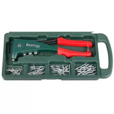Заклепочник, KRAFTOOL "NX-5" 31173-H6, усиленный литой к d=2,4-4,8 мм - Al и сталь, d=2,4-4,0 - нерж сталь, в боксе, с набором заклепок 31173-H6 купить в Надыме