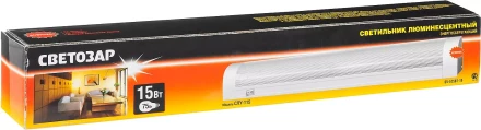 Светильник люминесцентный СВЕТОЗАР модель "СЛУ-115" с плафоном и выключателем, угловой, лампа Т8, 502x54x74мм, 15Вт SV-57587-15 купить в Надыме