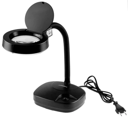 Лупа STAYER "PROFESSIONAL" с подсветкой на гибком штативе, 3-х/8-и кратная, питание от сети 220В 40531 купить в Надыме