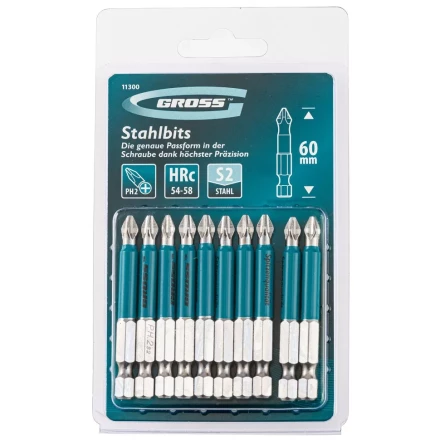 Набор бит РН2 х 60, сталь S2, 10 шт. Gross 11300 купить в Надыме