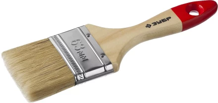 Кисть плоская  ЗУБР "УНИВЕРСАЛ-МАСТЕР", натуральная щетина, деревянная ручка, 63мм 4-01003-063 купить в Надыме
