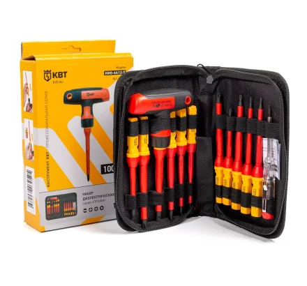 Диэлектрическая Т-образная отвертка КВТ VDE НИО-4412-Т со сменными битами, 12 шт. (87128) купить в Надыме