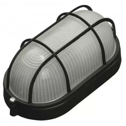 Светильник уличный СВЕТОЗАР влагозащищенный с решеткой, овал, цвет черный, 60Вт SV-57205-B купить в Надыме