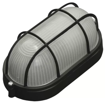 Светильник уличный СВЕТОЗАР влагозащищенный с решеткой, овал, цвет черный, 60Вт SV-57205-B купить в Надыме