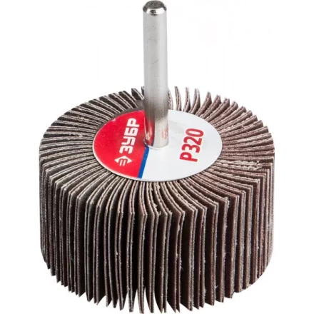 Круг шлифовальный ЗУБР "МАСТЕР" веерный лепестковый, на шпильке, тип КЛО, зерно-электрокорунд нормальный, P320, 30х60мм 36602-320 купить в Надыме