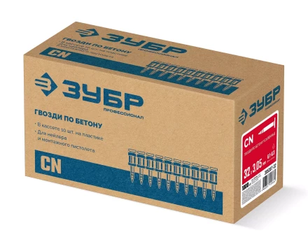 ЗУБР CN усиленные bullet point 32 х 3.05 мм, гвозди по бетону оцинкованные, 1000 шт (305387-32) купить в Надыме