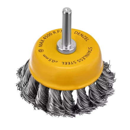 Щетка для дрели Denzel, 65 мм, Чашка, со шпилькой, нержавеющая крученая проволока 744643 купить в Надыме