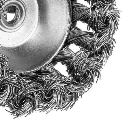 Щетка для дрели Denzel, 65 мм, Чашка, со шпилькой, нержавеющая крученая проволока 744643 купить в Надыме