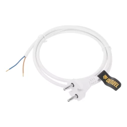 Шнур сетевой Denzel Energy Series, ПВС, 1,5 м, 2 x 1 мм, с неразборной вилкой, белый, 3 м, 37660