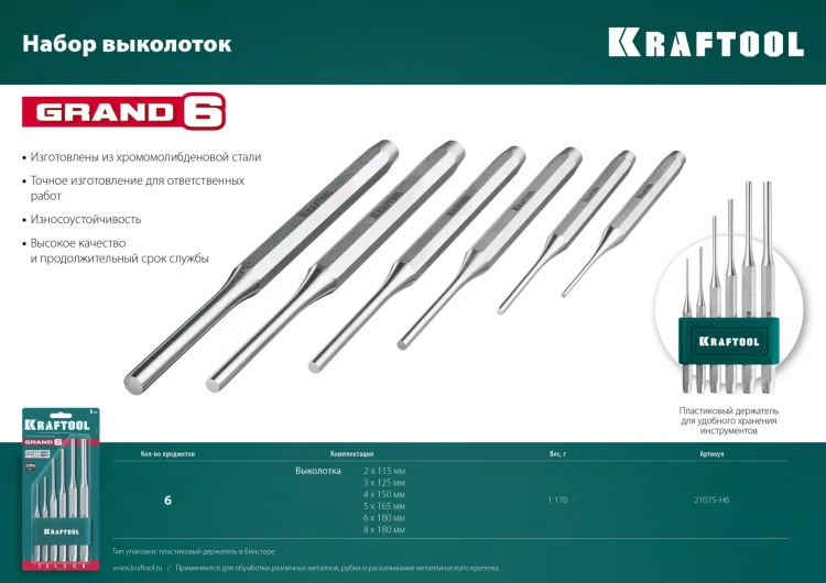 Наборы зубил и кернеров GRAND 21075-H6 купить в Надыме