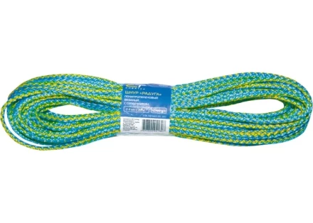 Шнур вязаный полипропиленовый с сердечником "Радуга" 4 мм L 20 м 60-70 кгс СИБРТЕХ 93950 купить в Надыме